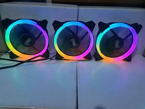 Kit 3 Fans 120mm Led Rgb 5 Cores + Cabo Power Led ( Usado )