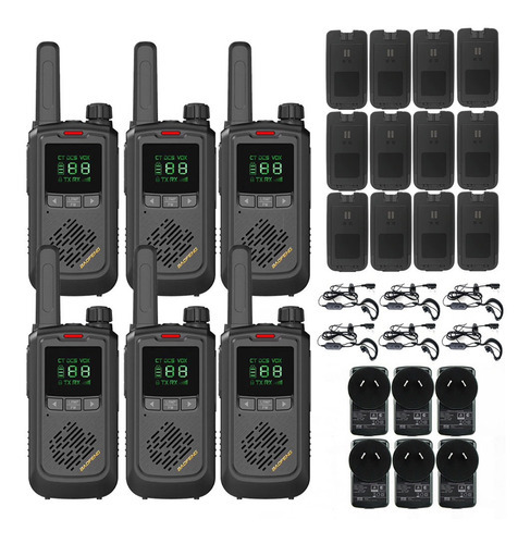 Handy Baofeng Kit X6 Walkie Talkie Lcd Bft17 + 12 Baterías