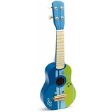 Guitara Pequeña Para Niños De Madera Color Azul 4 Cuerdas