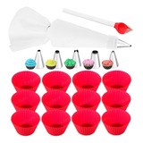 Kit Confeitaria 20 Peças Forma Silicone Bicos Saco Decoração