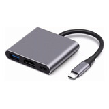 Adaptador Tipo C A Hdmi 4k Convertidor Hub Usb 3.0 3 En 1