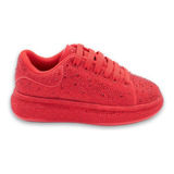 Tenis Sneakers Con Brillos Casual Mujer Hanna Mx Dolly Red