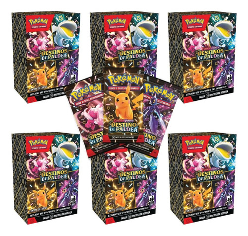 06 Mini Box Pokemon Coleção Destinos De Paldea - 108 Booster