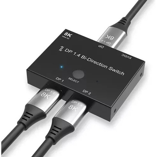 Switch Splitter Displayport Bi-direcional 1x2 2x1 8k 4k 2k