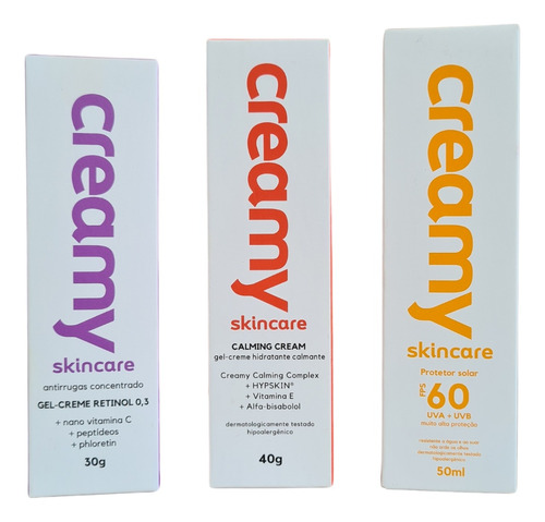 Kit Creamy Gel Retinol 30g+protetor Fps60+hidratante Calming