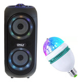 Parlante Bluetooth Portatil + Foco Led Fiesta Luces Colores