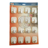 Perchas Ganchos Plasticos Adhesivos Cuadrados Pack X16 Unid