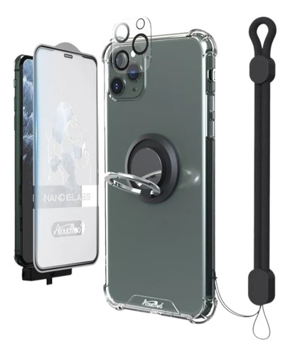 Kit Funda Compatible iPhone + Vidrio Protector + Ring 6 En 1