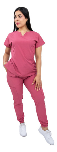 Pijama Quirúrgica Mujer Jogger Stretch Rosa Palo Scrub Nala