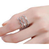 Anel Feminino Folheado Ouro 18k Branco Duplo Aparador C743