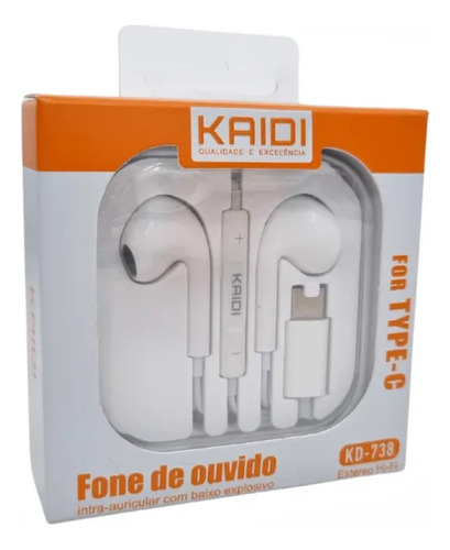 Fone De Ouvido Intra-auricular Kaidi 738 Estéreo Tipo C