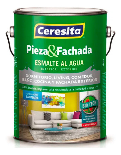 Esmalte Al Agua Pieza Y Fachada 1 Galón Blanco Ceresita