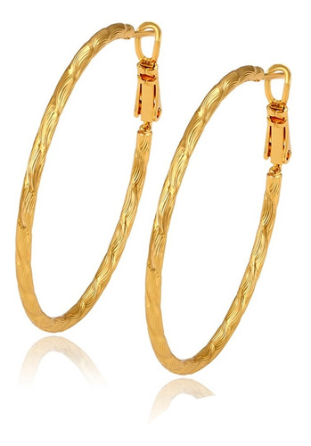 Aretes Arracada Oro 24k Lam Labrada Diamantada Calidad Moda