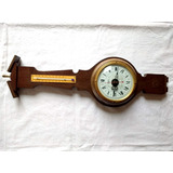 Reloj Con Termómetro De Pared Madera Maciza. Diseño Marítimo
