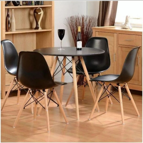 Conjunto 4 Cadeiras + Mesa Eames De Jantar Moderna