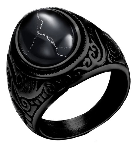 Anillo Obsidiana Rota Acero Inoxidable Hombre Mujer Envío