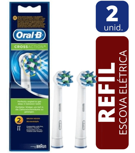 Refil Escova Elétrica Oral-b - Crossaction - 2 Unidades