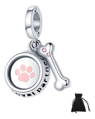 Charm Mascota Huella Hueso Compatible Plata 925