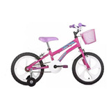 Bicicleta Infantil Aro 16 Houston Tina Com Cesto Rosa Pink