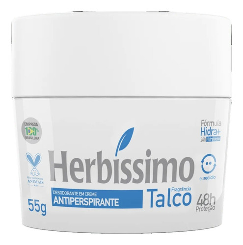  Desodorante Em Creme Antitranspirante Talco Herbíssimo 55g