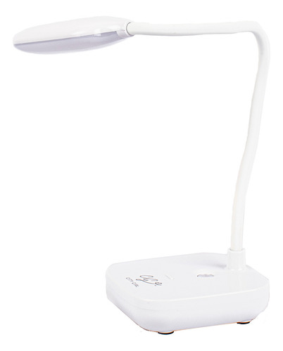 Lampara Luz Led Velador Portatil Escritorio Mesa Interior Estructura Blanco Pantalla Blanco