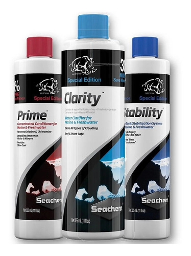 Kit Prime + Stability + Clarity 250ml + Bonus Seachem C/ Nf