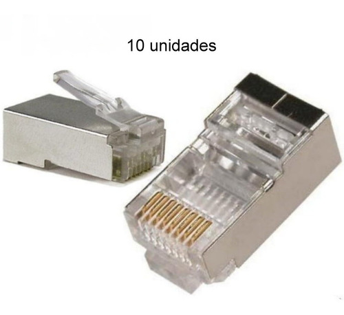 10 Conectores Rj-45 Blindados Para Cable De Red Cat 5e