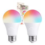 2 Lámparas Led Luz Inteligente Rgb 9w Candela Smart 6888