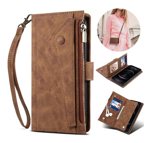 Estuche Tipo Billetera Clutch Cards Para iPhone Mujer