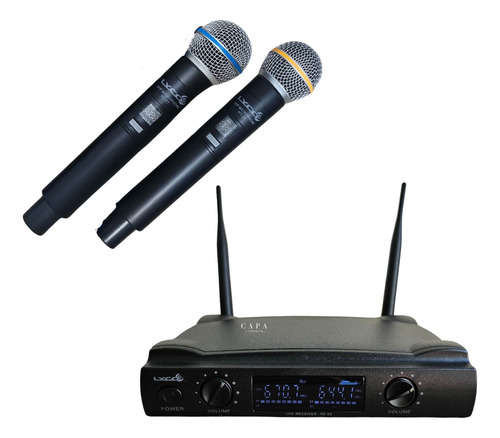 Microfone Sem Fio De Mão Duplo Lyco Uh08mm Display