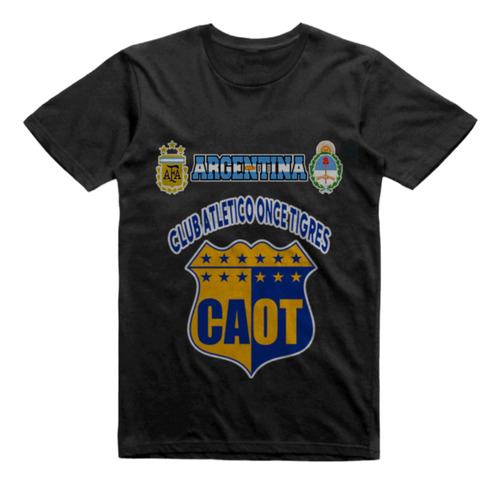 Remera Infantil Negra Once Tigres 9 De Julio