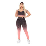 Conjunto Calça Legging Fitness Jacquard Levanta Bumbum 