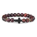 Pulsera De Cruz Piedra Onix Ojo De Tigre Red Hombre Y Mujer