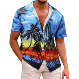 Camisa De Playa De Manga Corta Hawaiana Cómoda Para Hombre E
