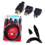 Cable Hdmi A Hdmi 1.5 Mtrs + Adaptadores Micro Y Mini Hdmi 