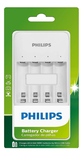 Carregador Philips Via Micro-usb  Aa E Aaa Scb3400nb/59
