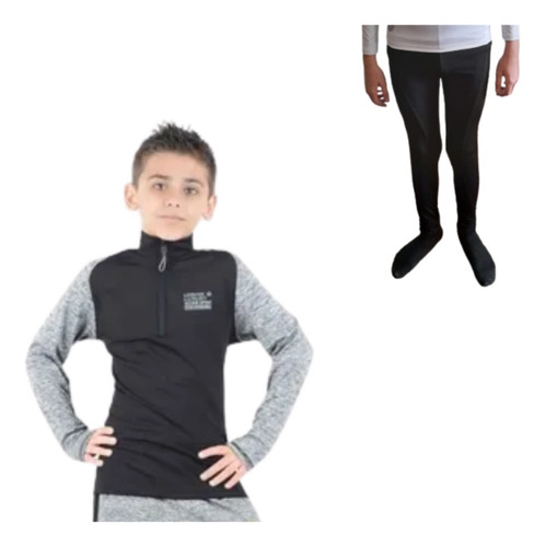 Combo Kid! Buzo Deportivo Niño Sin Capucha + Calza Térmica N