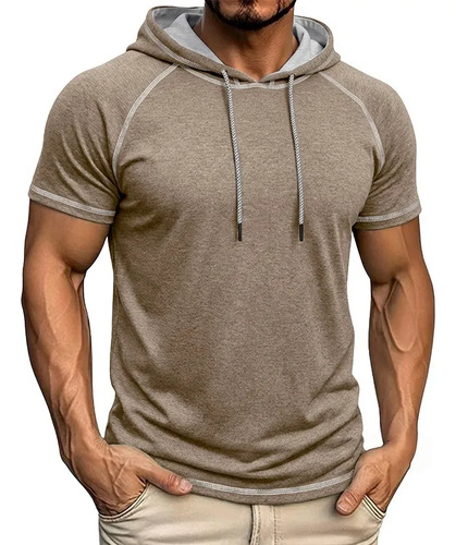 Camiseta De Manga Corta Con Capucha Para Hombre, Modelo 2026