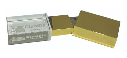 Kit 50uni Pendrive Vidro Dourado 32gb Personalizado No Vidro