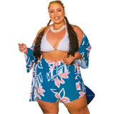 Conjunto Kimono E Short Plus Size Verão Promoção 