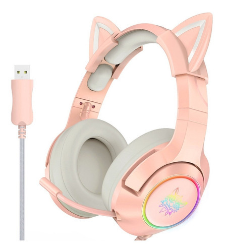 Audifonos Gamer Rosado Rgb Onikuma K9 Sonido 7.1 Pc Laptop Color Rosa Color De La Luz Rgb