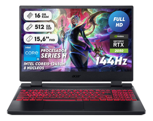 Portatil Gamer Acer Nitro I5 12450h 16gb 512gb + Nvidea Rtx