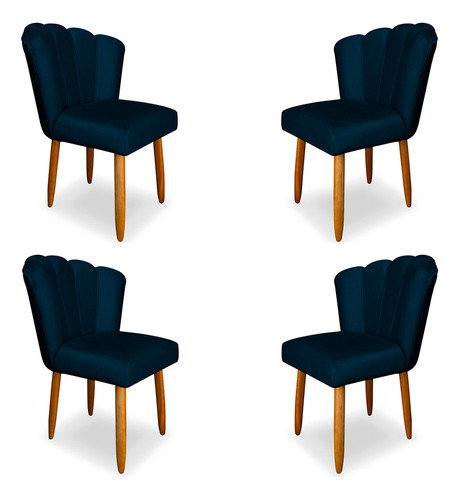 Kit 4 Cadeiras De Jantar Eames Estofado Luxo Suede