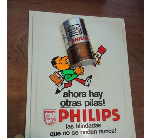 Cartel De Publicidad Pilas Blindadas Philips(plástico)