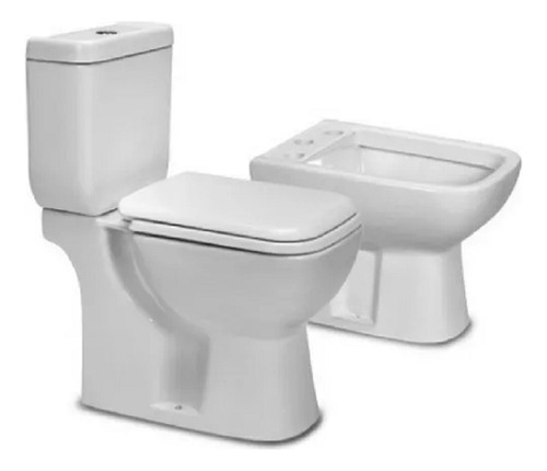 Combo Sanitarios Inodoro Largo + Bidet + Tapa Piazza Amalfi 