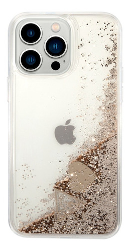 Funda Guess Glitter Gold Compatible Con iPhone 14 Pro Max Color Dorado Flores