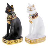 2 Unids Resina Gato Egipcio Bast Bastet Estatua Escultura