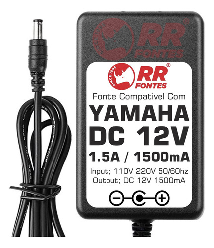 Fonte 12vdc Pra Teclado Yamaha Pss-560 Psr-e303 E313 Pss-570