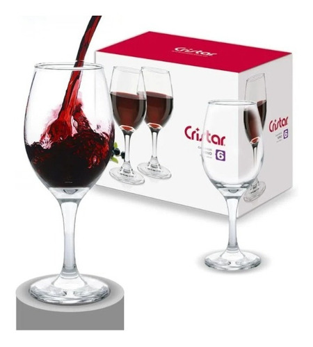 Set 6 Copas 300 Ml Vino Tinto Degustación Copa Vino Cristal Color Transparente