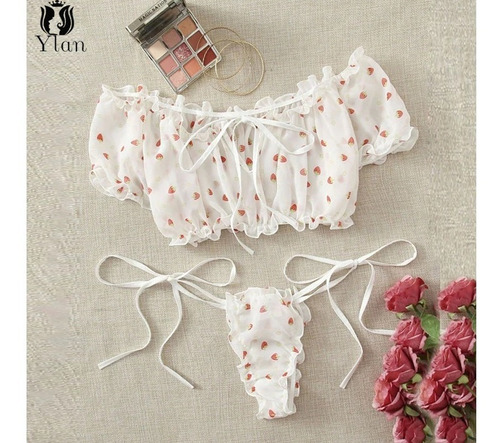 Conjunto Lenceria Sexy Top Panty 2 Piezas Malla Baby Doll